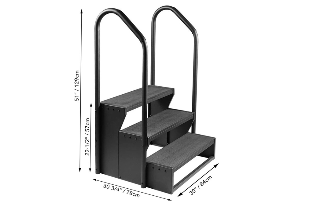 Premium Metal Swim Spa Step 3 Tier-Black